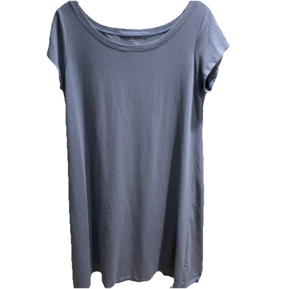 Eileen Fisher Organic Cotton‎ T-shirt Dress Cap Sleeve. Gray. Woman's Size Med